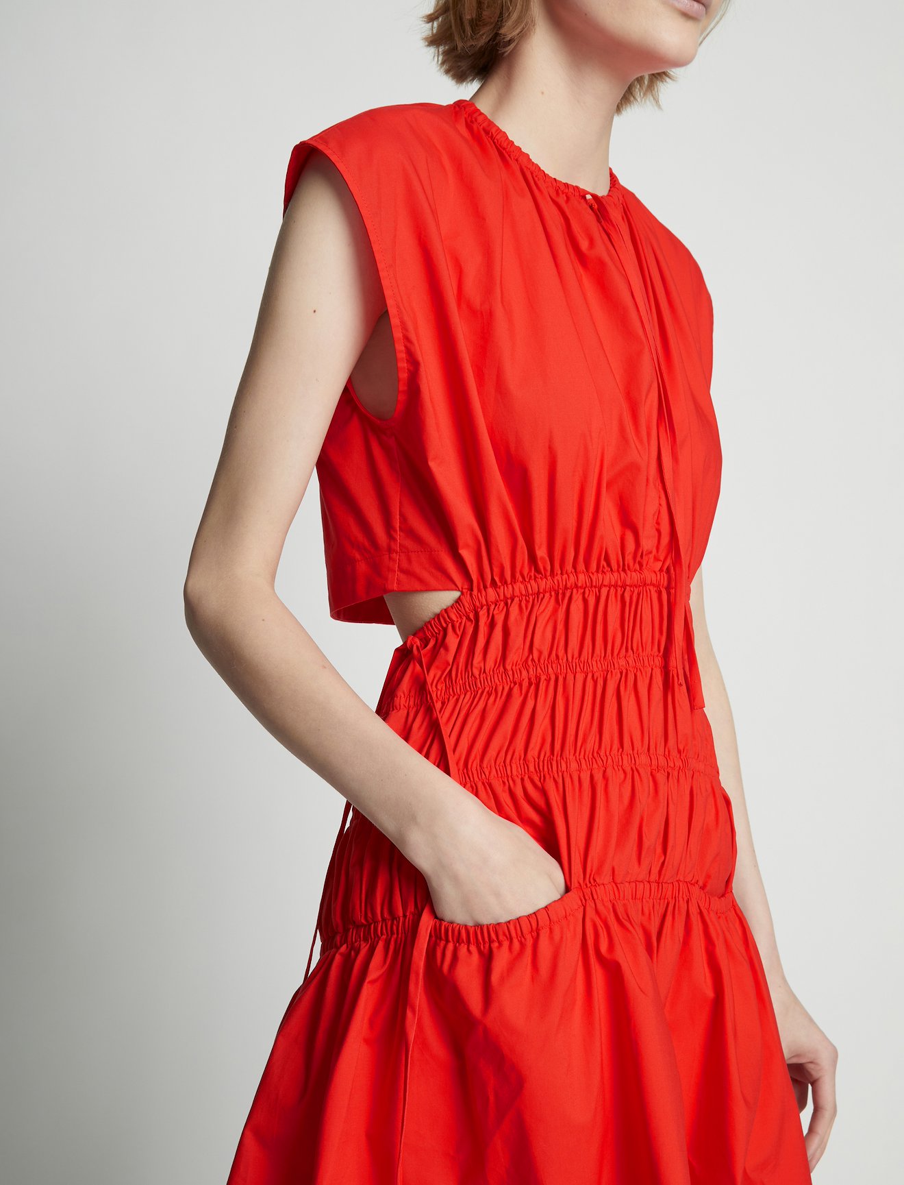 Poplin Drawstring Mini Dress #3