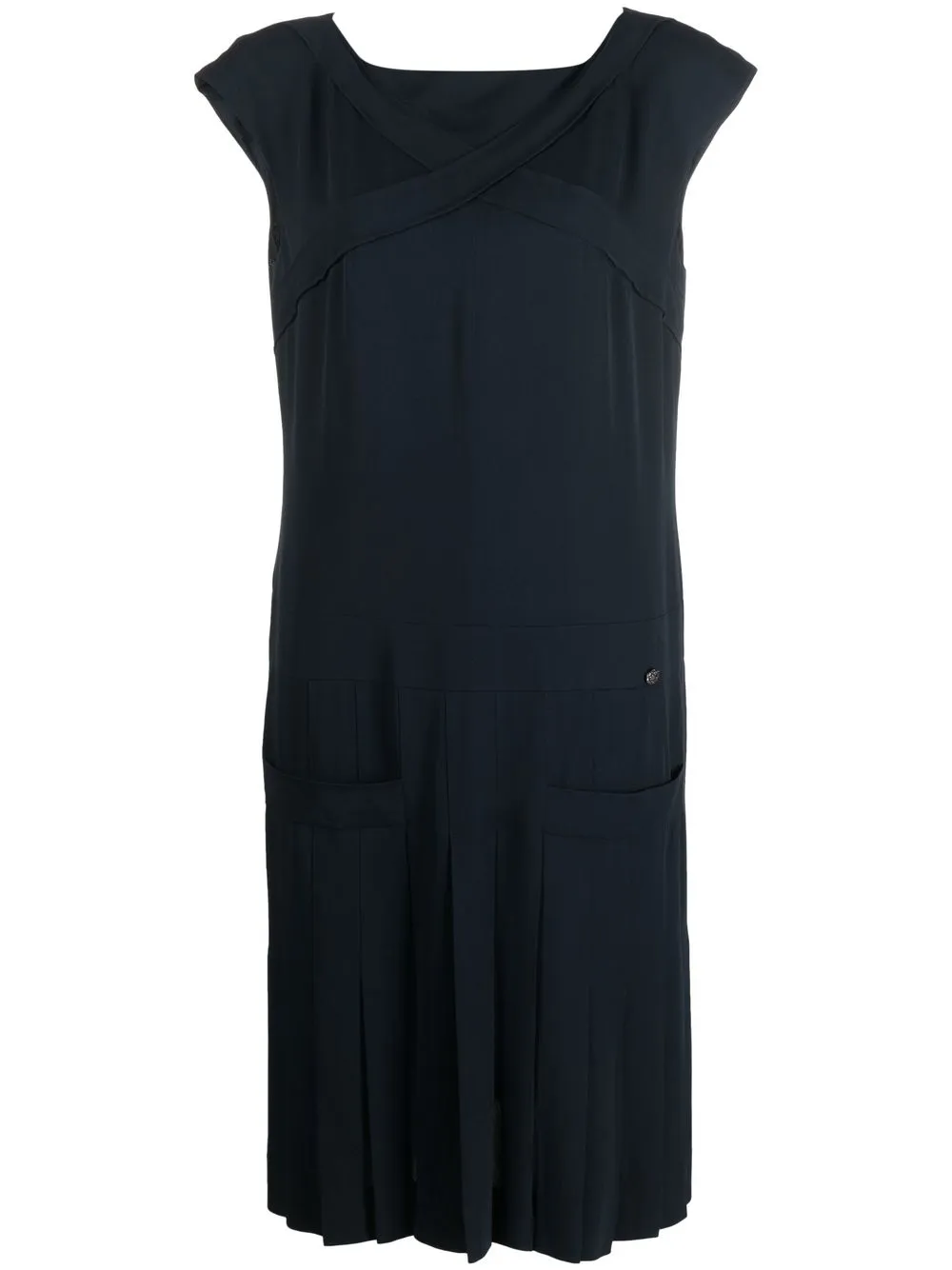 

Chanel Pre-Owned vestido suelto con detalle plisado - Azul