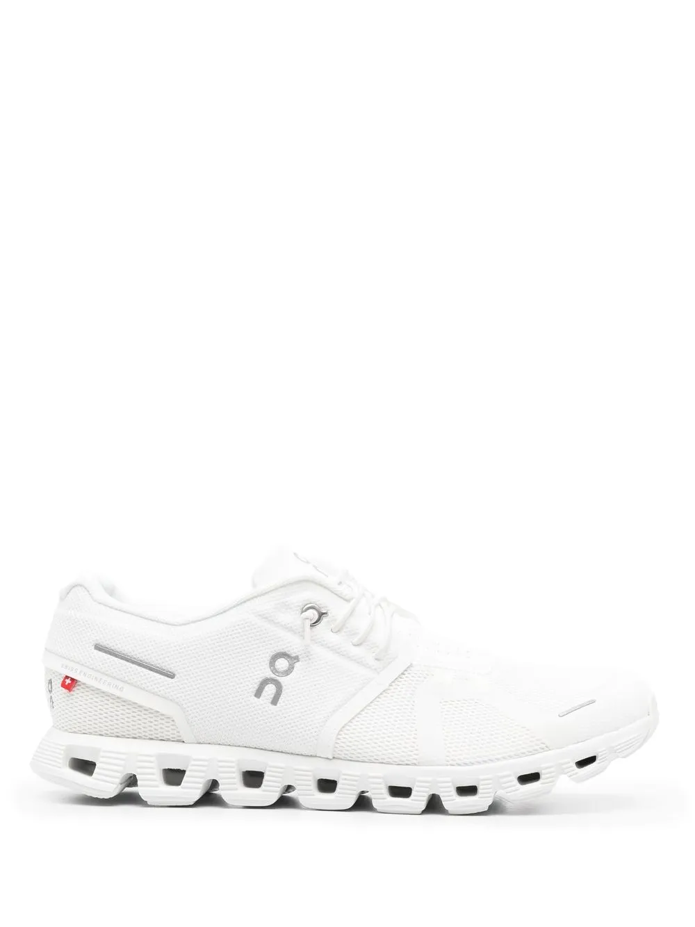 On Running Mesh Upper Flat Sole Sneakers In White