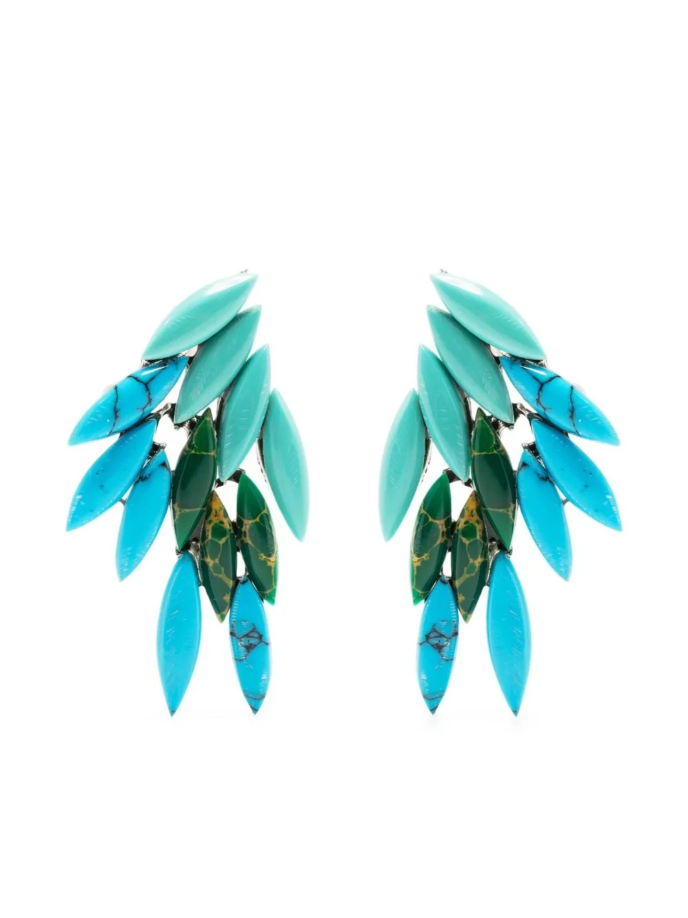 Loulou x Obsidian gemstone wing earrings - Blue