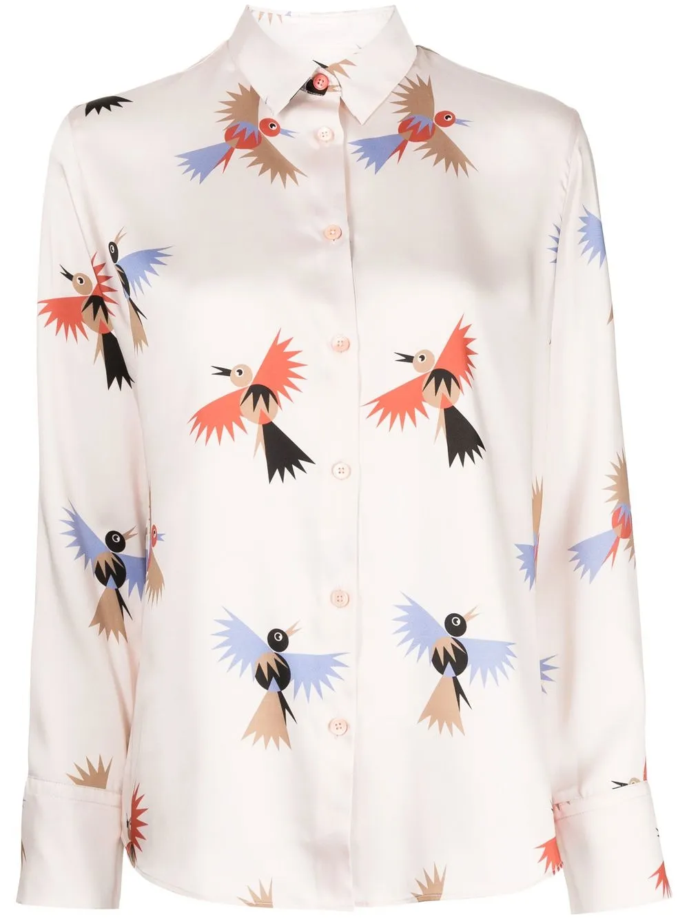 

PS Paul Smith bird-print satin shirt - Neutrals