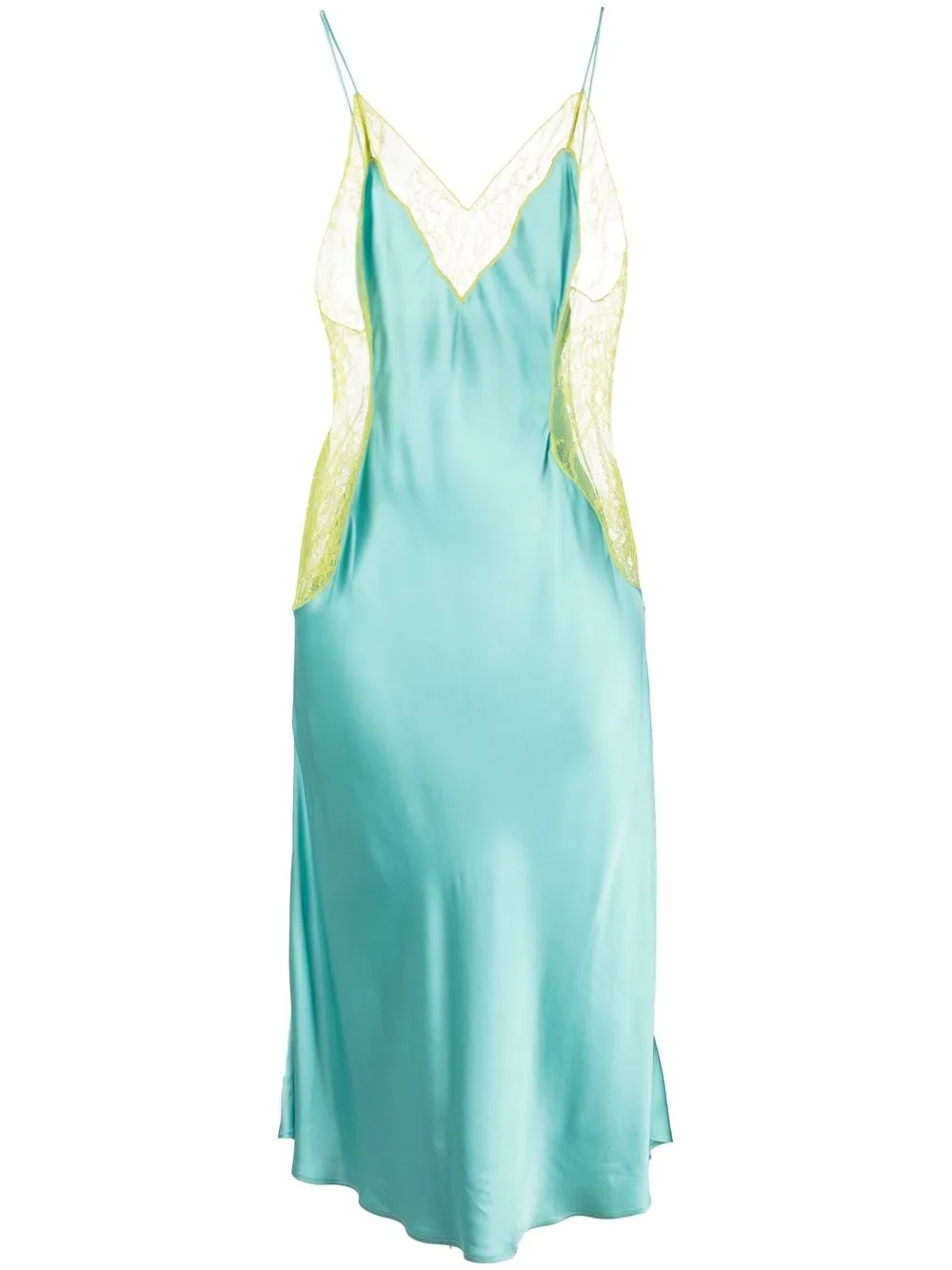 

THE ANDAMANE slip dress con ribete de encaje - Azul