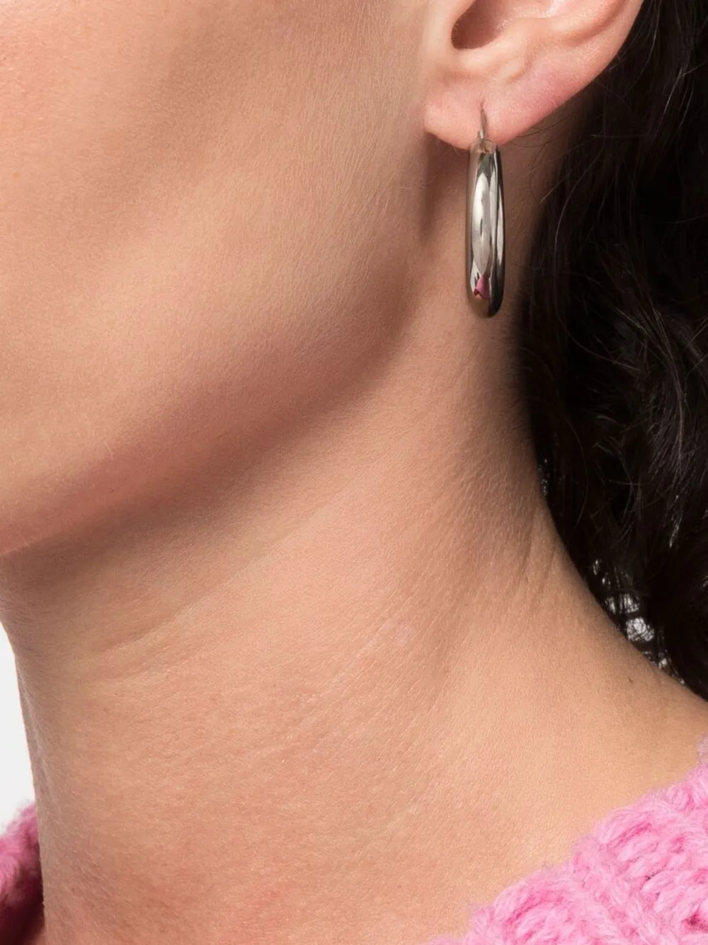 Loulou x Obsidian rhodium-plated Hoop 