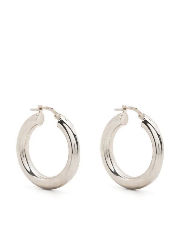 Loulou x Obsidian rhodium-plated Hoop 