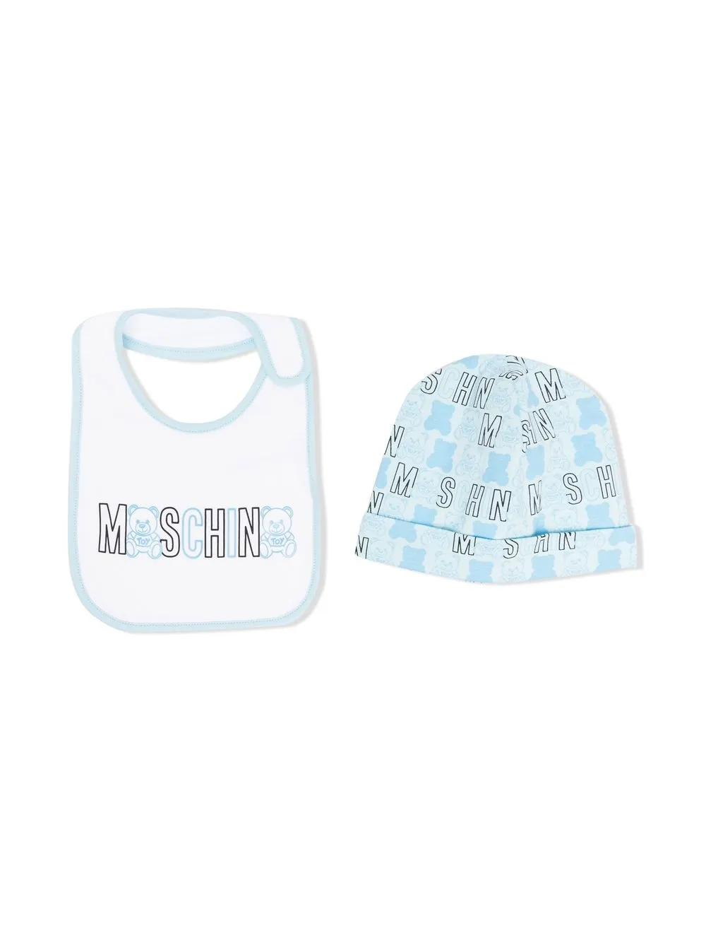 

Moschino Kids logo-print cotton hat set - Blue