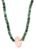 JIA JIA 14kt yellow gold emerald and rose quartz beaded necklace