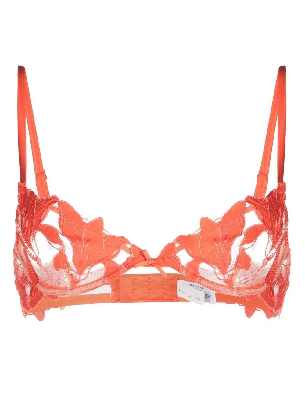 

Fleur Du Mal Lily embroidered plunge demi-bra - Orange