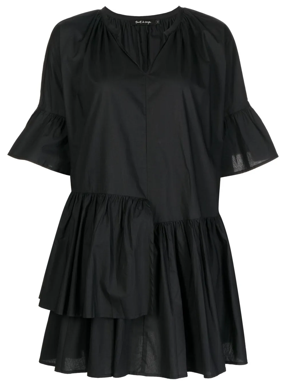 

tout a coup vestido acampanado con detalle fruncido - Negro