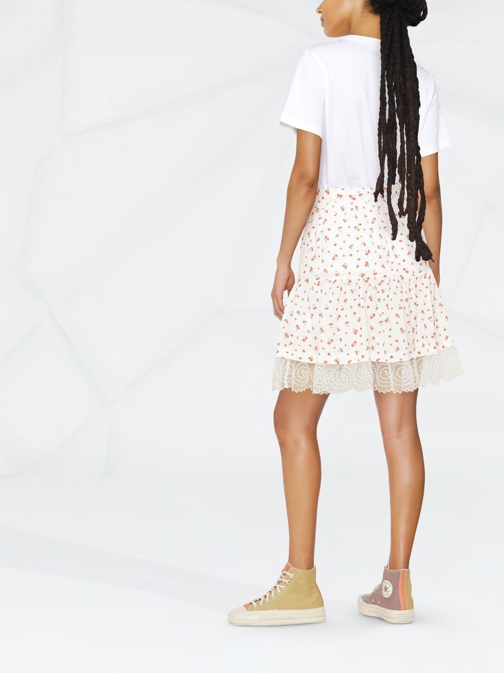 Shop See By Chloé Cherry Pattern Ruched Skirt In White