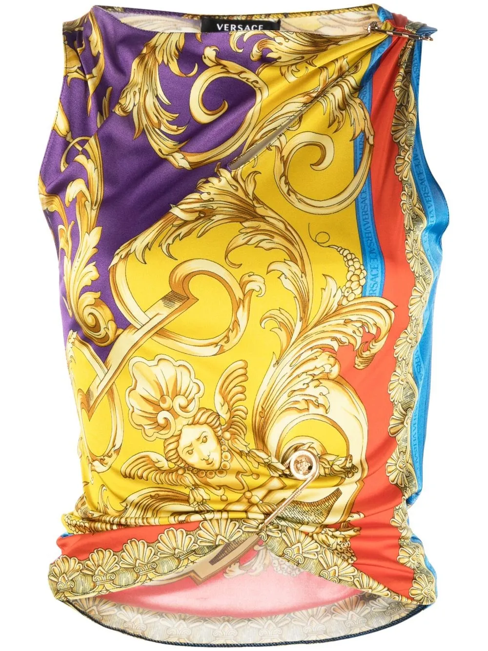 

Versace Barocco Goddess-print sleeveless top - Yellow