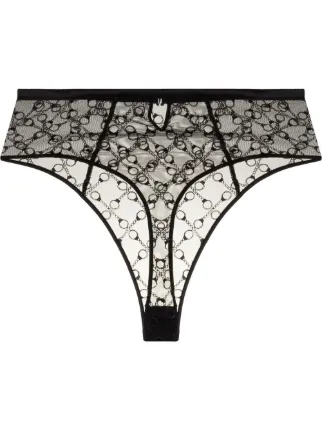 Kiki De Montparnasse high-waisted Embroidered Thong Black FARFETCH AE