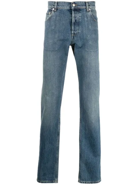 Alexander McQueen logo-embroidered straight-leg jeans