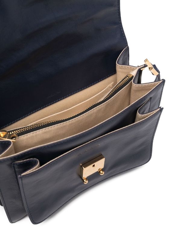 Trunk Soft Medium Leather Shoulder Bag in Black - Marni