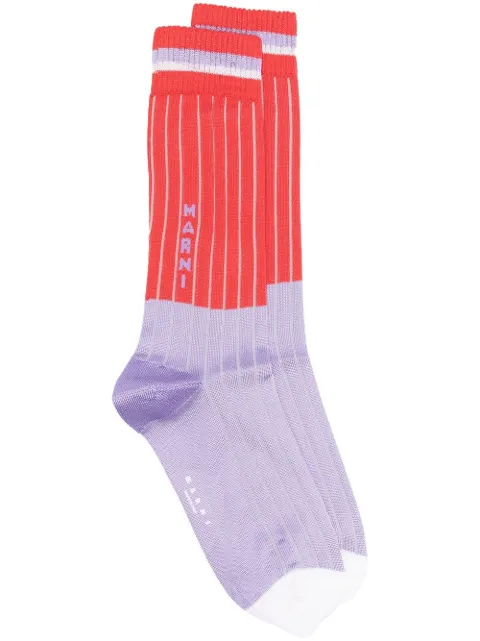 Marni calcetines con diseño color block y logo
