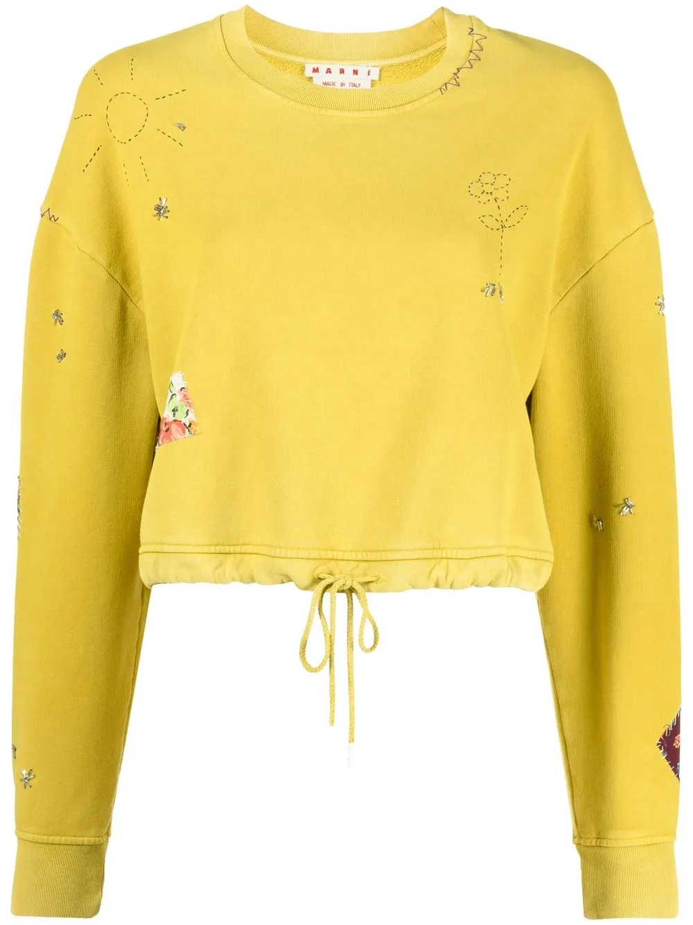 

Marni floral-embroidered drawstring sweatshirt - Green