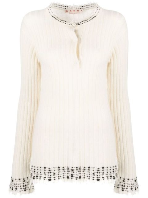 Marni stippled trim ribbed jumper Women