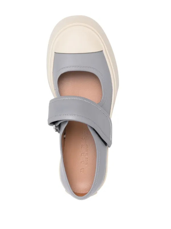 スニーカー MARNI GREY LEATHER MARY JANE SNEAKERS Marni Leather Mary Jane Sneakers | Grey | FARFETCH