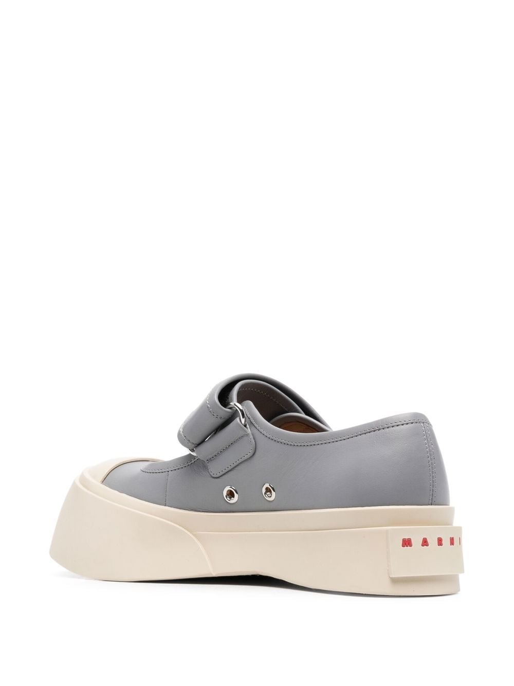 Shop Marni Leather Mary Jane Sneakers In Grey
