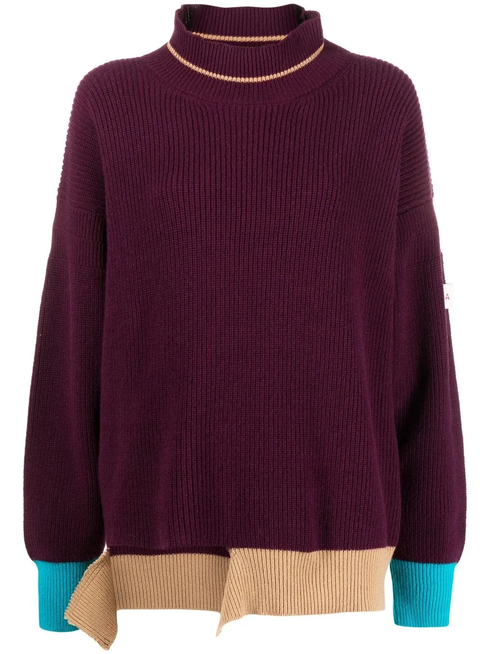 

Marni unpicked-hem colour-block jumper - Purple