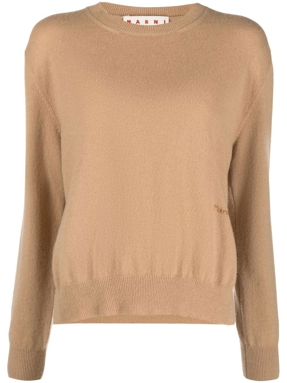 Marni logo-embroidered cashmere jumper - Neutrals