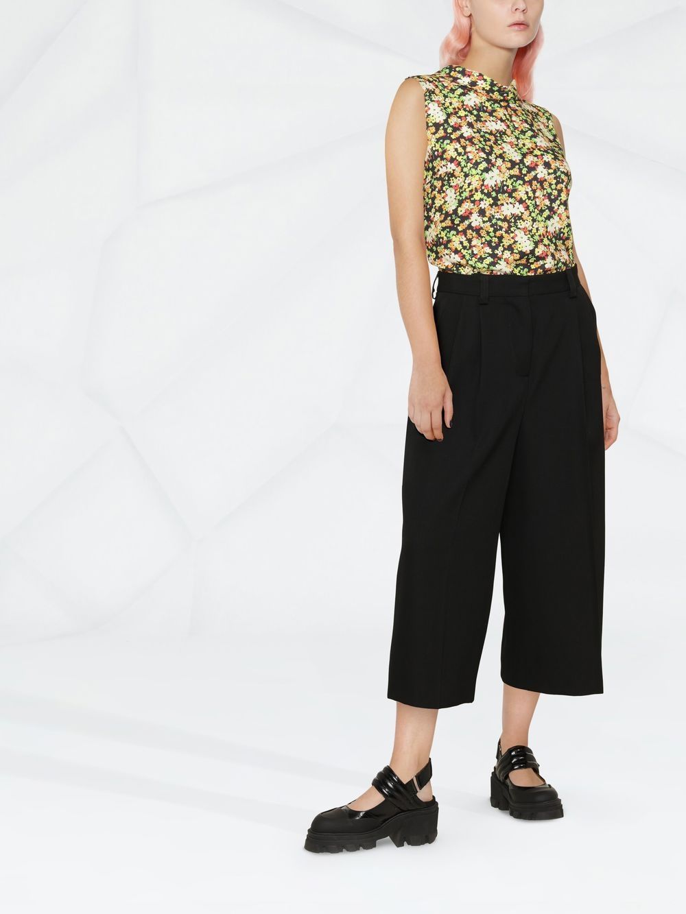 Shop Marni Cropped Loose-fit Trousers In Black