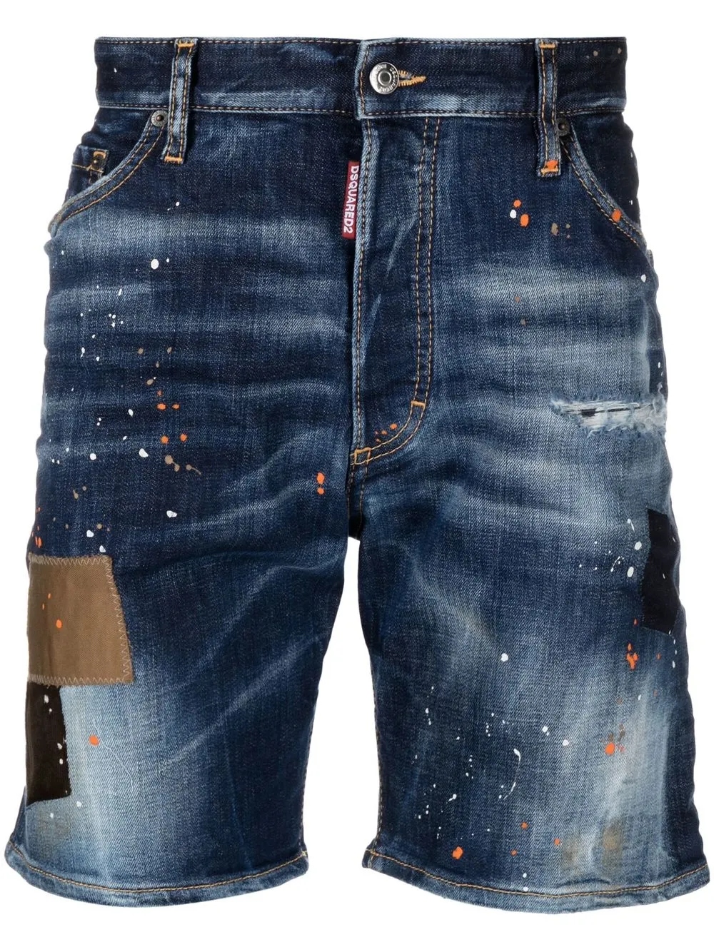

Dsquared2 Marine patch-detail distressed denim shorts - Blue
