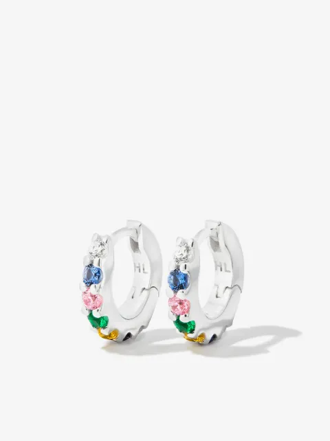 Hatton Labs silver multi-stone hoop earrings