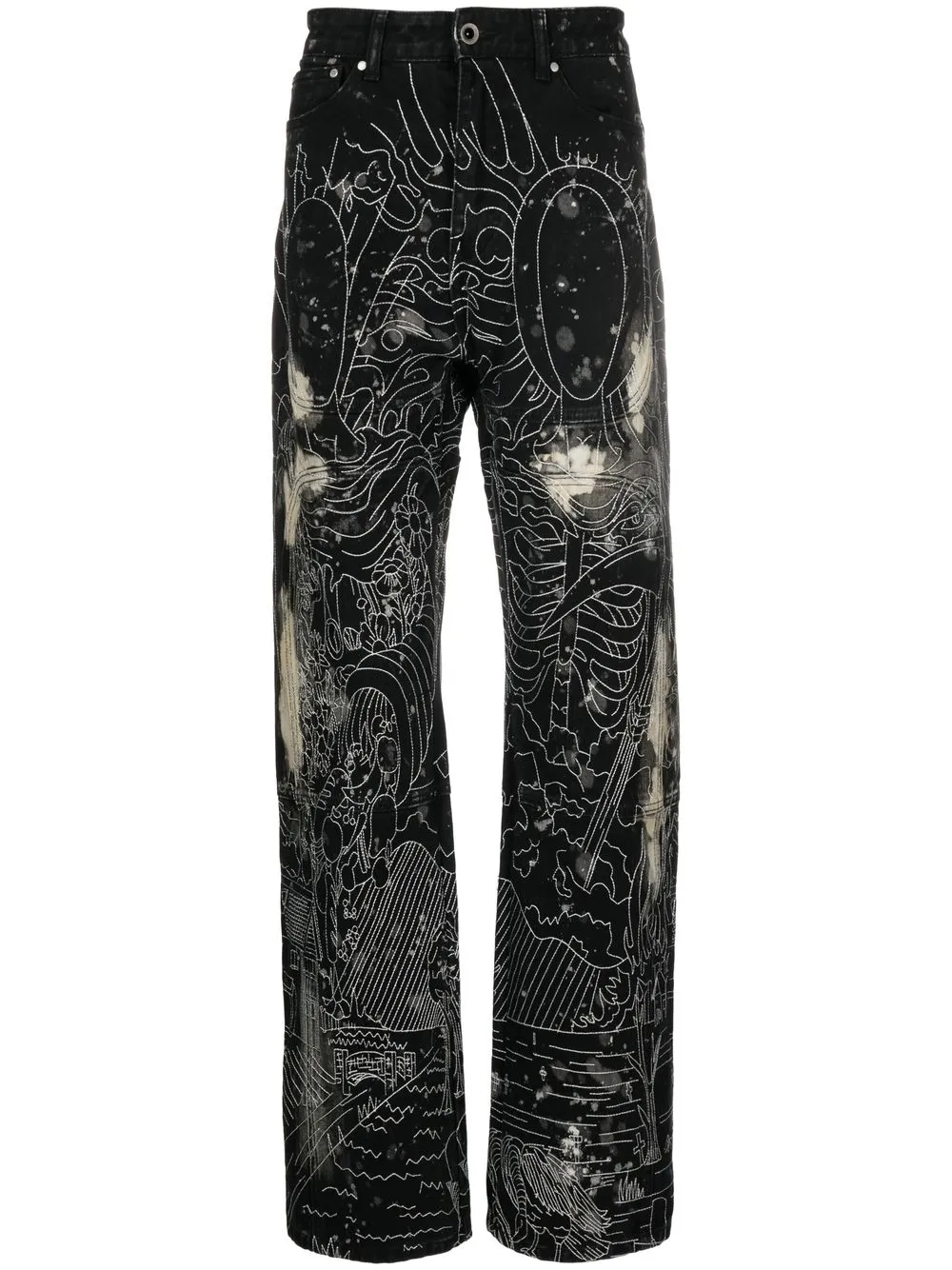 

Who Decides War embroidered straight-leg jeans - Black