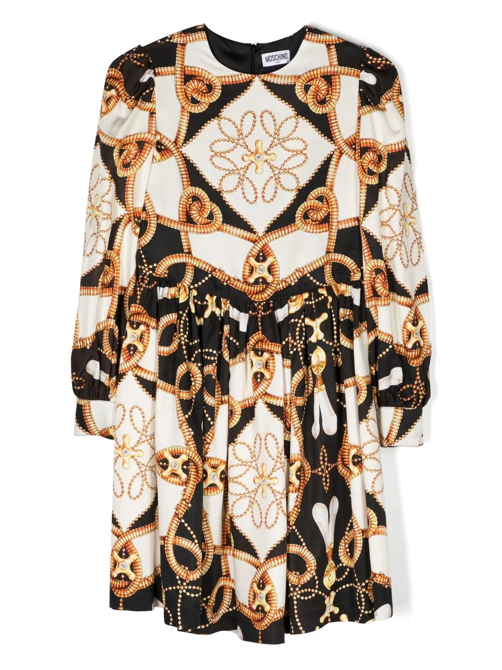 Moschino Kids' Baroque-print Long-sleeve Dress