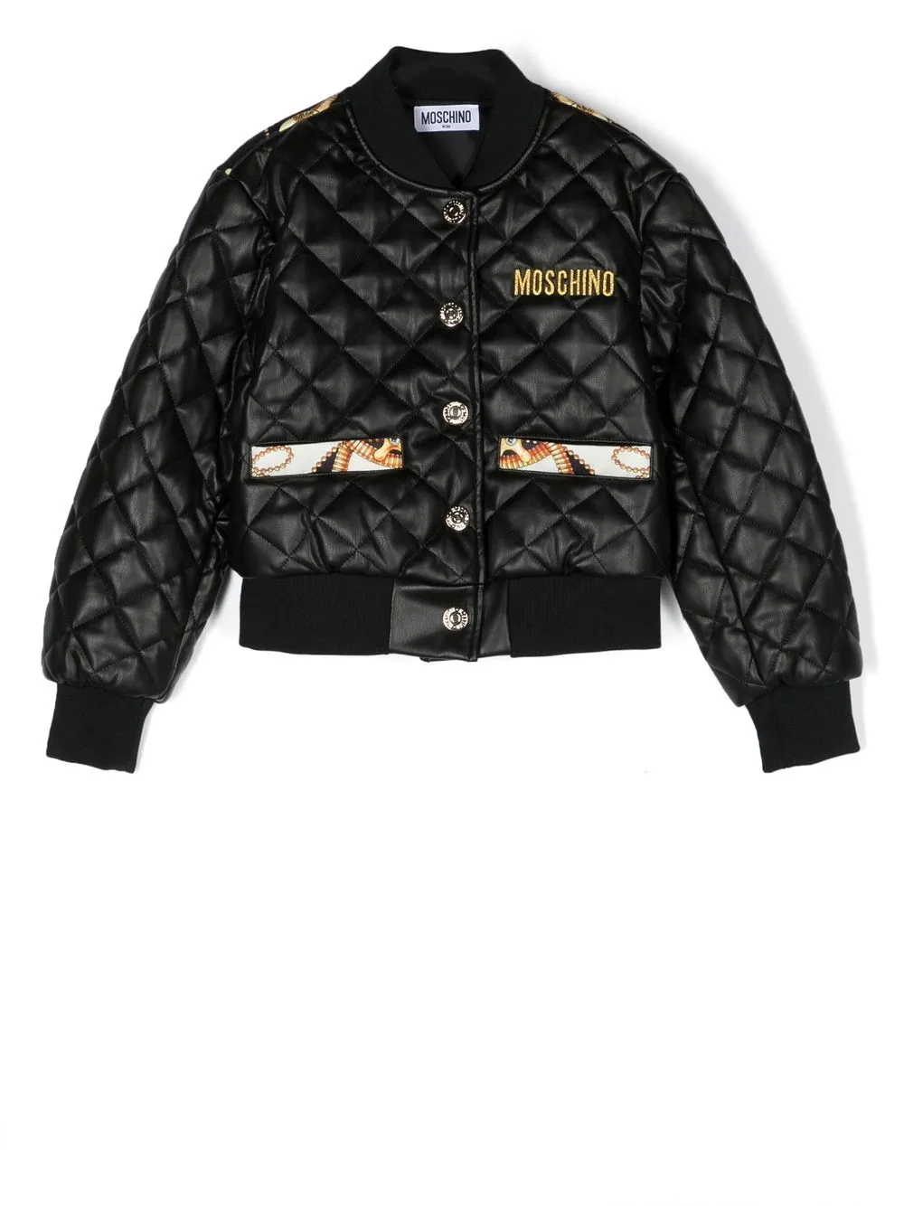 

Moschino Kids chamarra bomber con estampado barroco - Negro