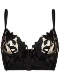 Fleur Du Mal Lily Embroidery longline demi bra - Black