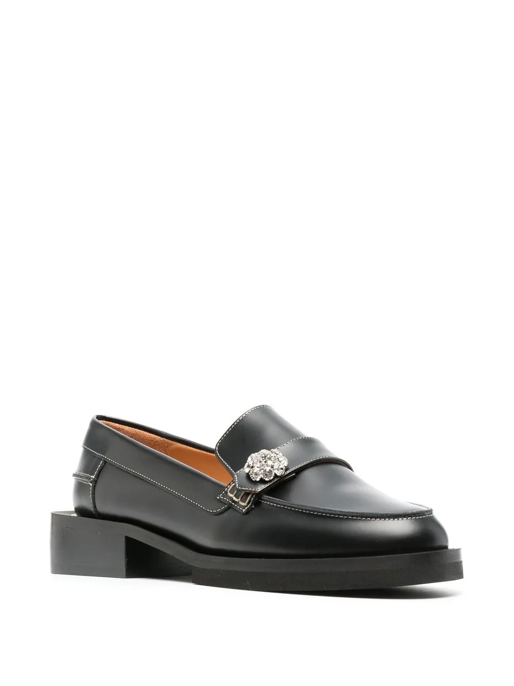 Image 2 of GANNI crystal-button leather loafers