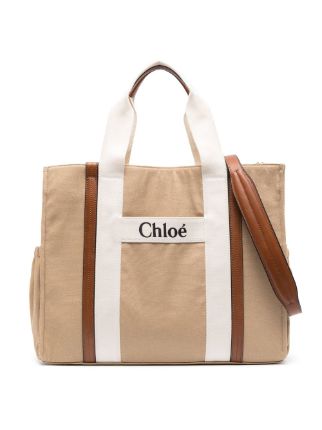 Logo Canvas Changing Bag in Beige - Chloe Kids