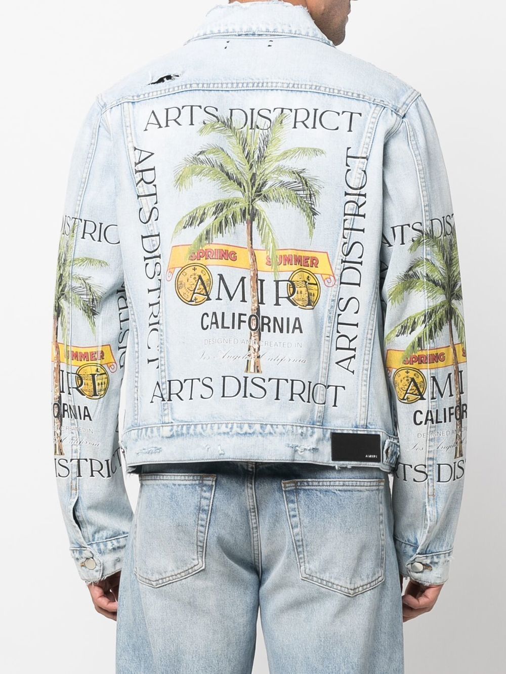 AMIRI graphic-print distressed-effect Denim Jacket - Farfetch