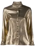 Saint Laurent ruffled-collar metallic blouse - Yellow