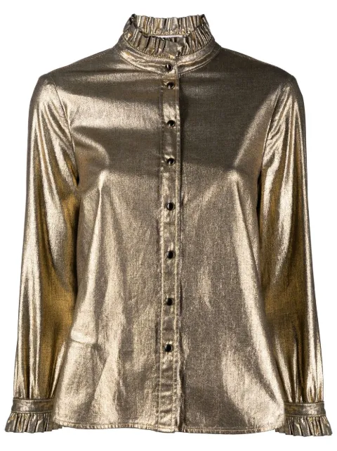 Saint Laurent ruffled collar metallic blouse