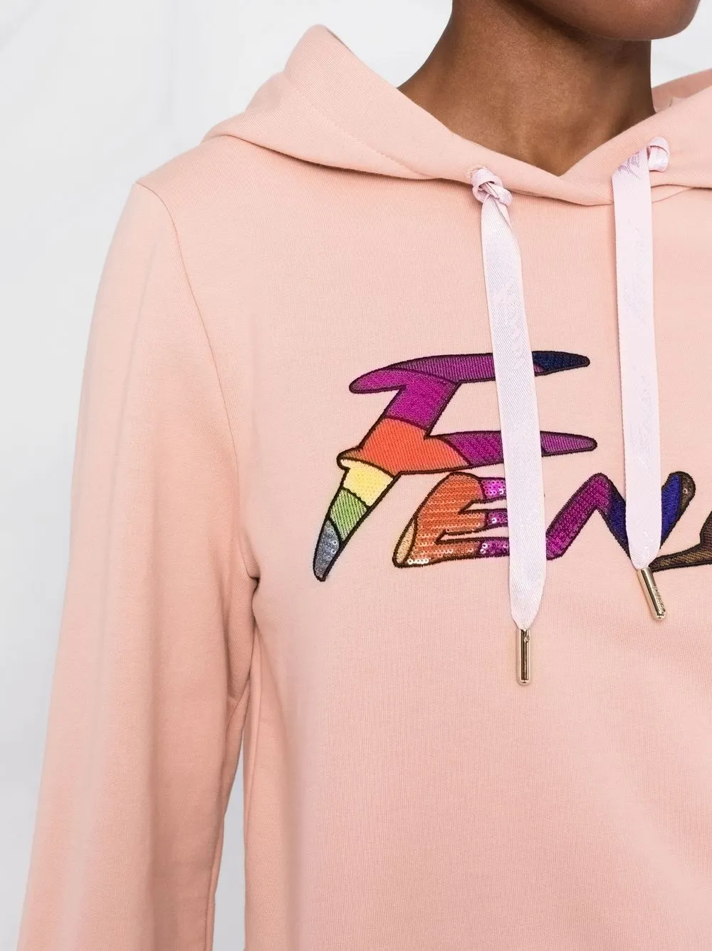  Fendi Hoodie Mit Logo Stickerei   Rosa 