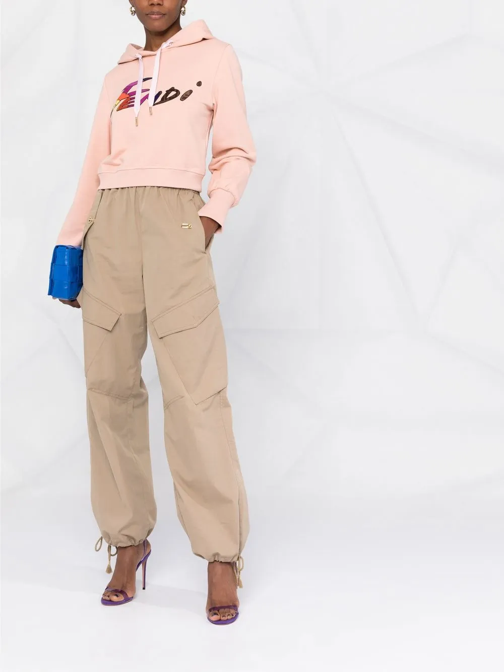 Fendi Hoodie Mit Logo Stickerei   Rosa 