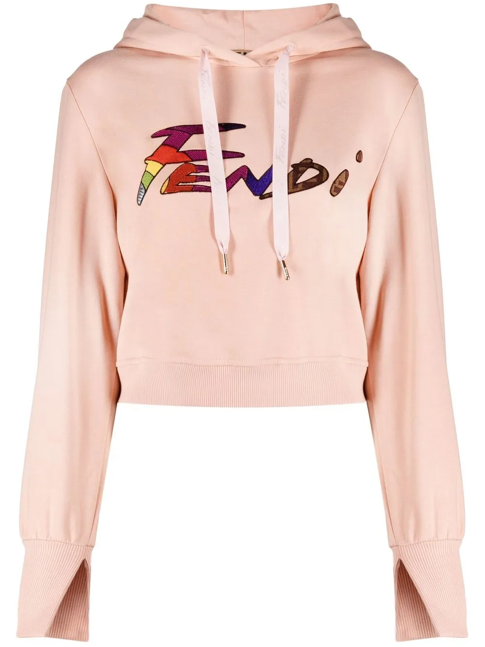FENDI embroidered logo hoodie - Pink
