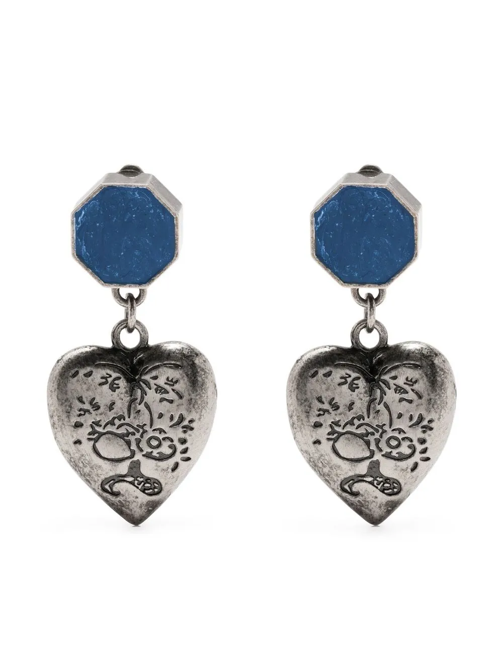 

Marni aretes con dije de corazón - Plateado