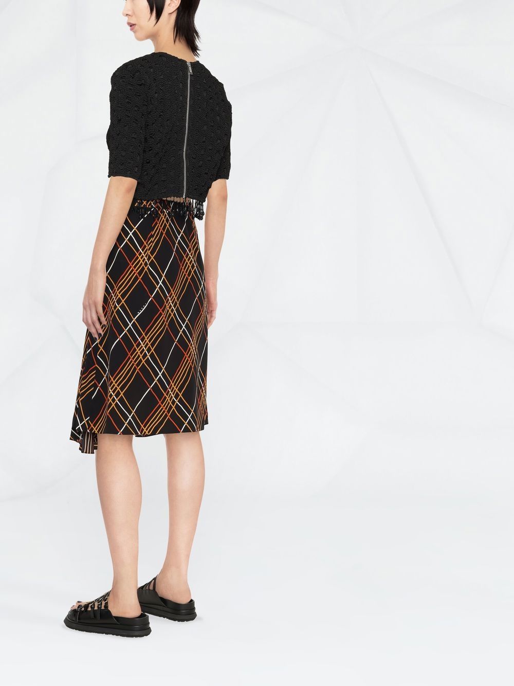 Marni grid-pattern silk skirt Women