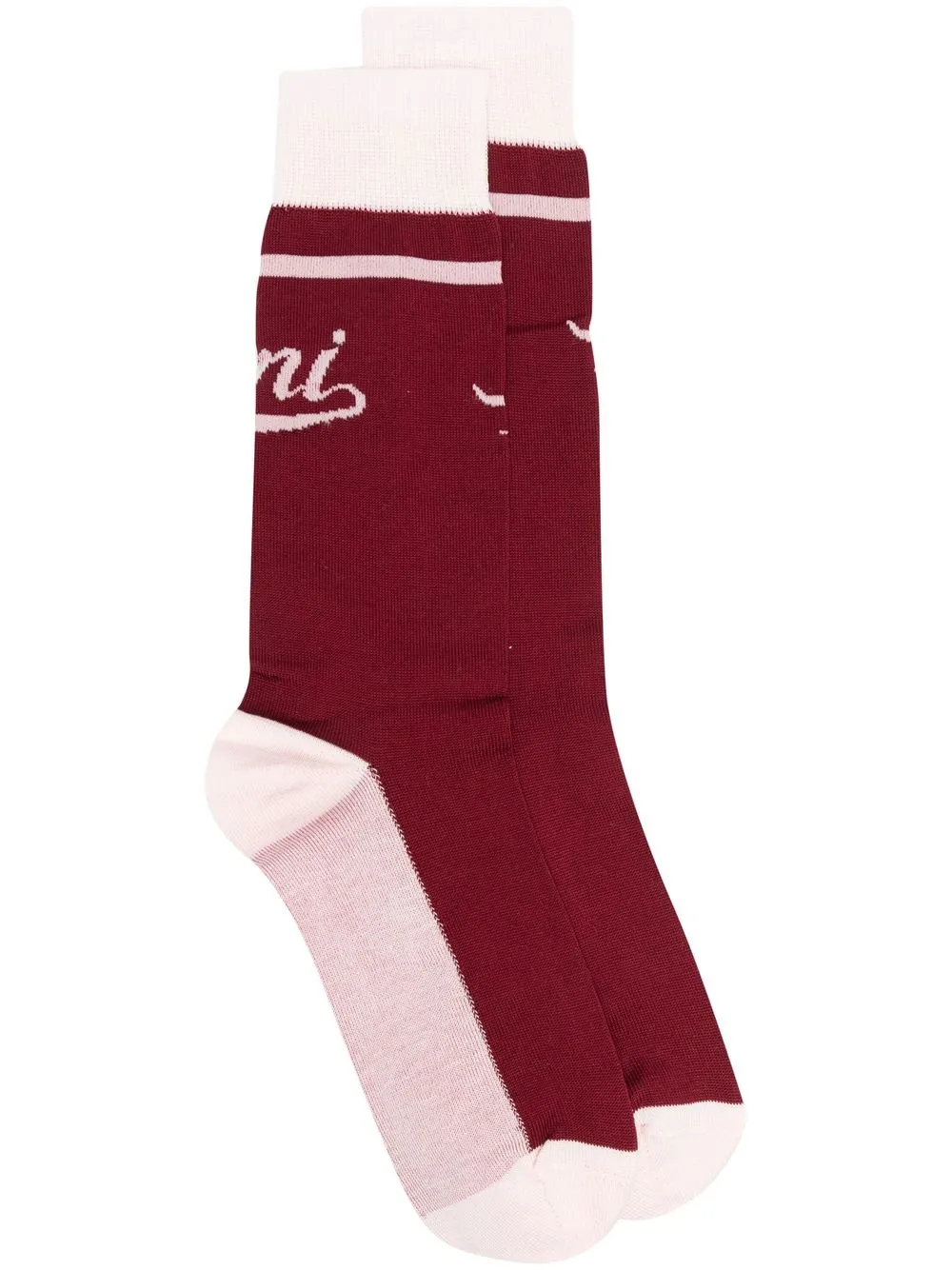 

Marni logo colour-block socks - Red