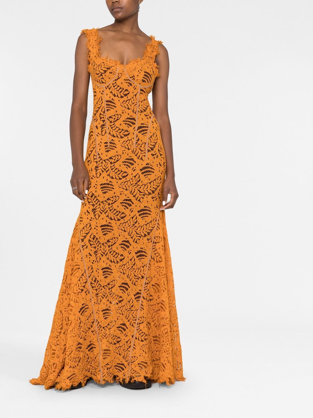 Shop Marni Laser-cut Maxi Dress In Orange