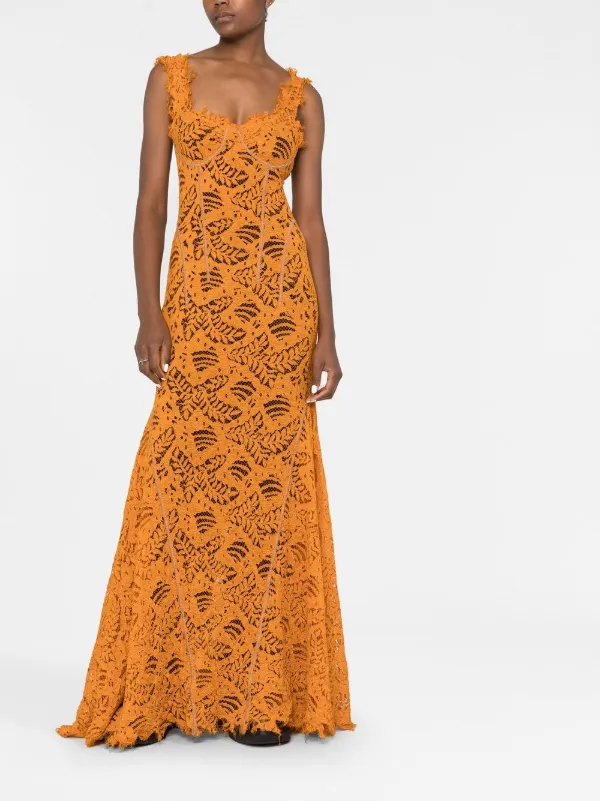 Orange lace 2024 maxi dress