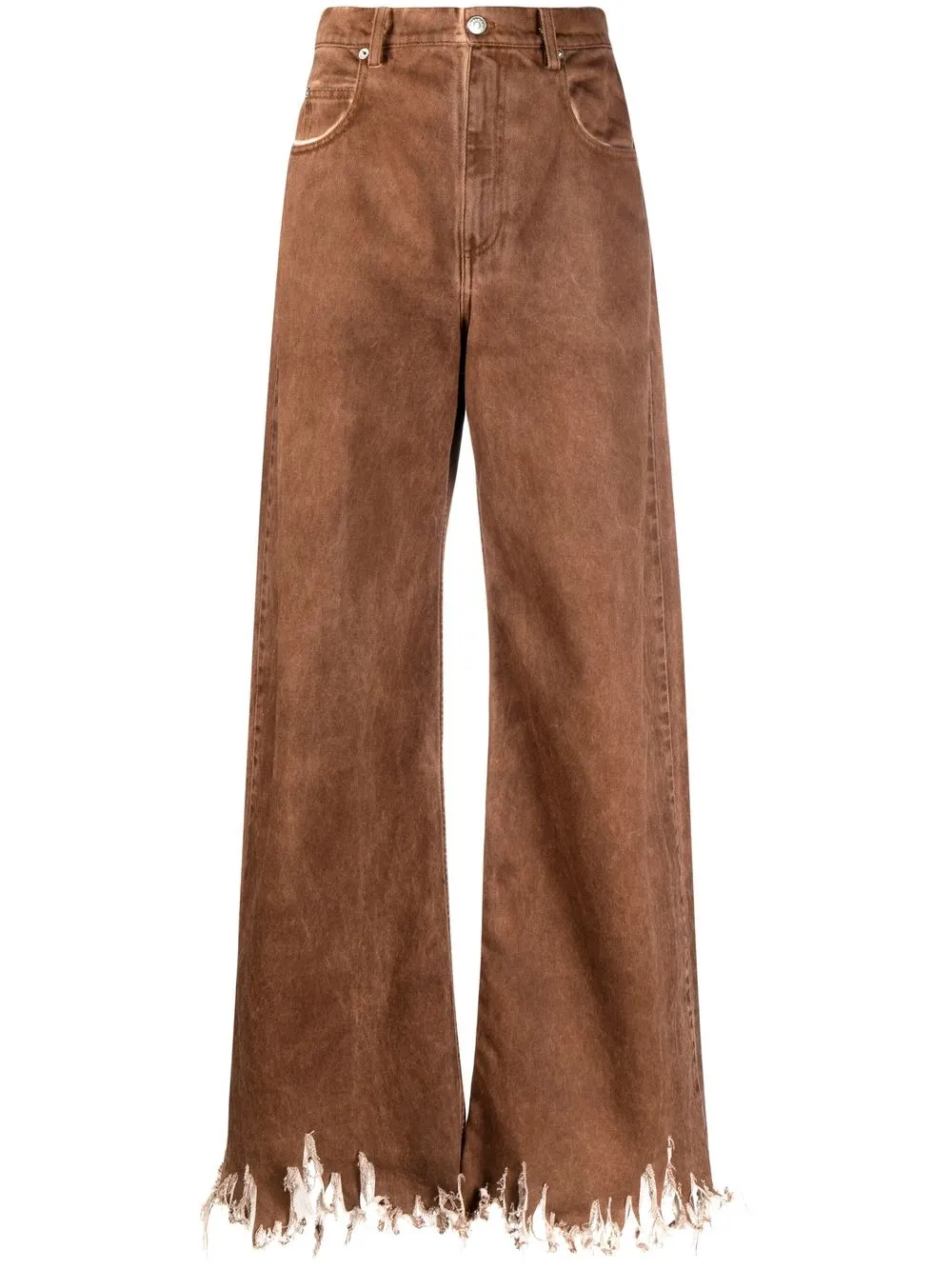 

Marni ripped-hem high-waisted trousers - Brown