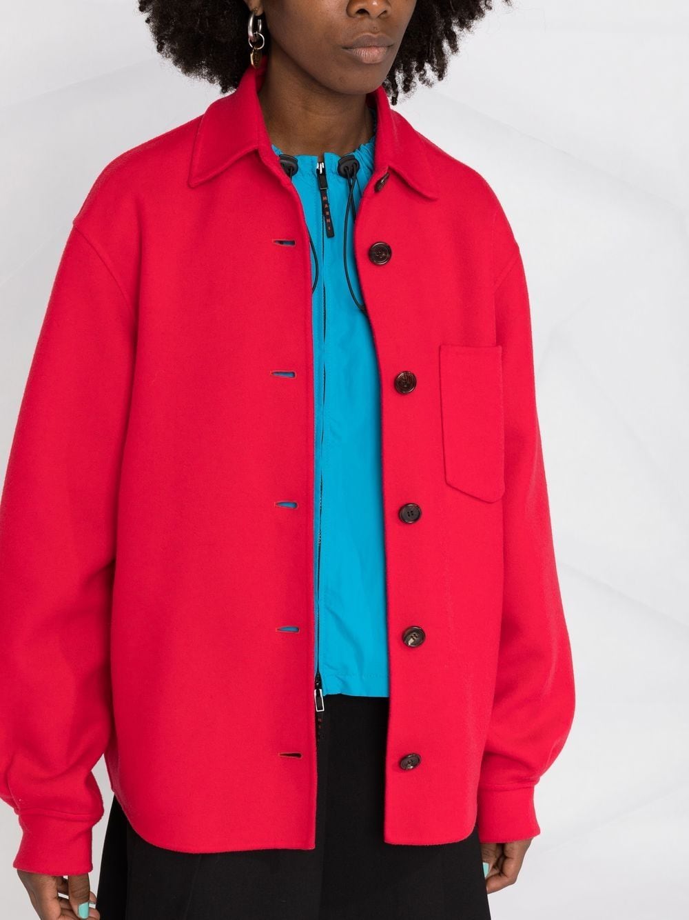 Shop Marni Wool-cashmere Shirt Jacket In Red