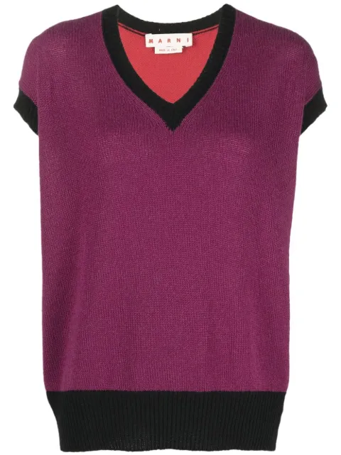 Marni top tejido con cuello en V