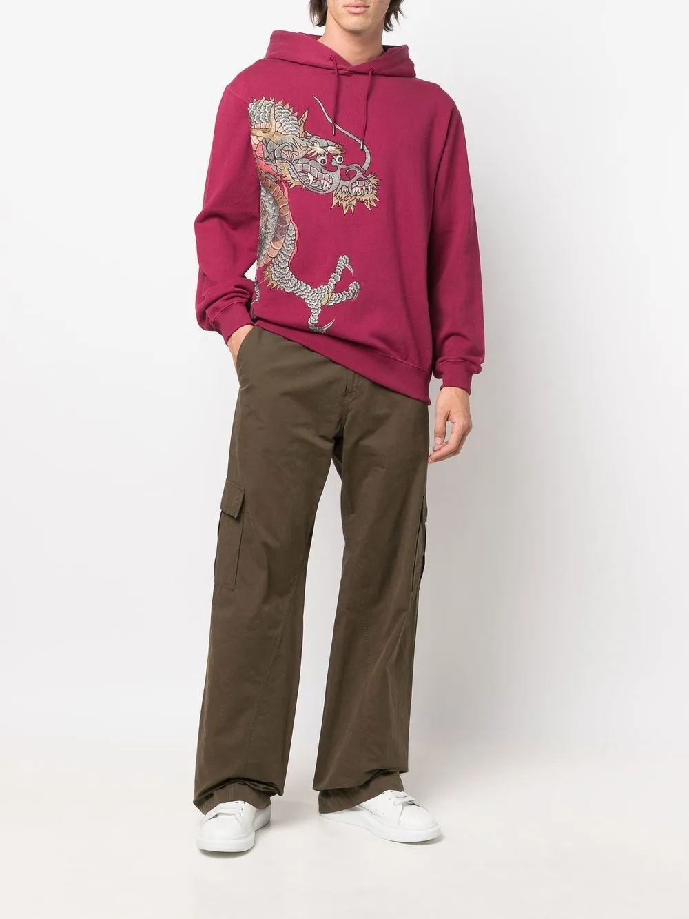 Maharishi Hoodie met geborduurde draak - Rood