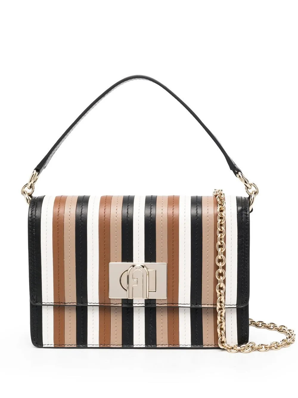 

Furla bolsa con motivo de rayas - Negro
