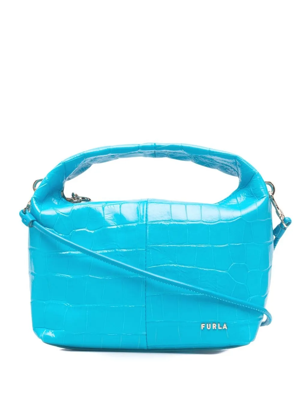 

Furla tote con efecto de piel de cocodrilo - Azul